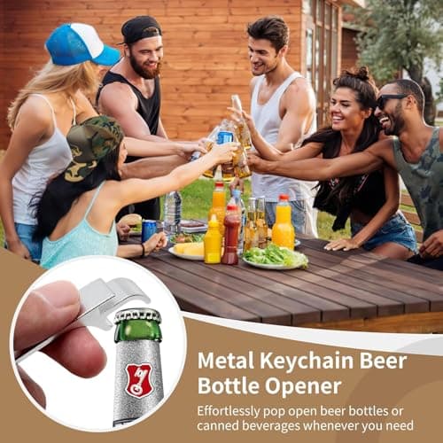 Rpanle Set of 2 Key Ring Bottle Opener, Beer Bottle Opener Claw Bar Small Ring Beverage Keyring, Mini Bottle Openers in Silver Keyring, Beer Bottle Opener 7