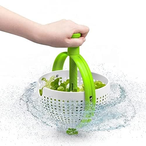 BANU Salad Spinner, Multi-Use Kitchen Collapsible Spinning Colander with Handle, Strainer, Washer Dryer Drainer Compact Storage, for Washing, Cleaning & Drying Greens, Vegetables, Fruits