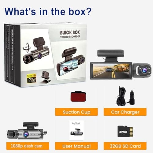 YOVDA 1080P Dual Camera Dash Cam for Cars, Driving Recorder with IR Night Vision, Loop Recording, Wide Angle Lens - 3.16 Inch IPS Screen,Parking Mode, Car Camera with 32GB TF Card 6