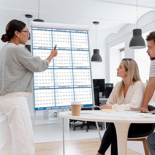 24" x 36" 2026 Wall Calendar, Folded Wet & Dry Erase Wall Calendar 12 Month, Yearly Laminated Annual Calendar 2026, Reversible Wall Calendars, Horizontal/Vertical Wall Planner, with Julian Dates 9