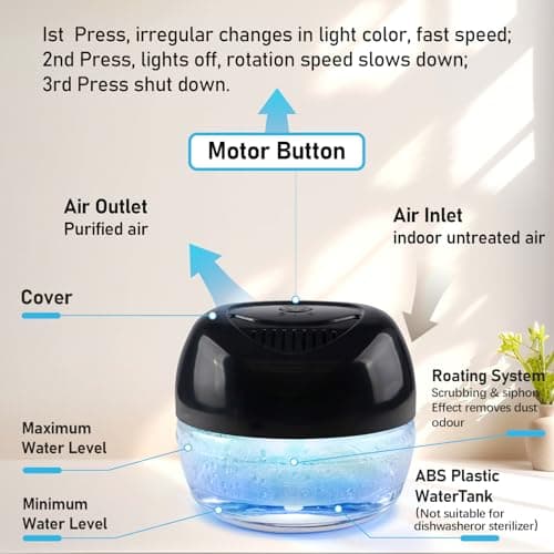 ap airpleasure Purifier Air Washer, Air Fresher Aroma Diffuser for Home, Office, Air Purifier with Night Light (Black) 11