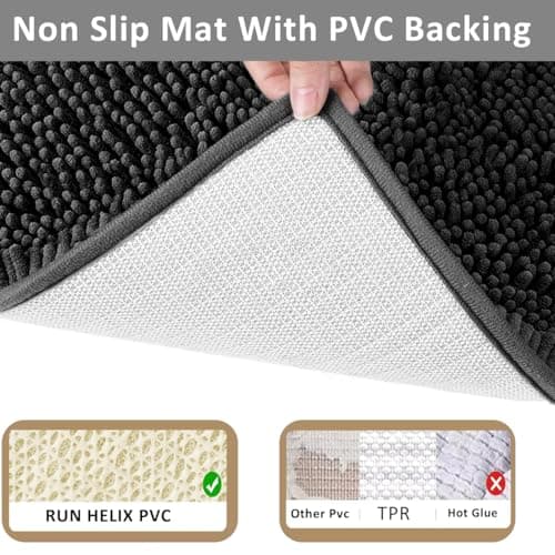 Bathroom Rugs Set Non Slip 3 Piece Bath Mat Washable Chenille Bath Rugs with PVC Backing Bath Carpet,Absorbent Bathroom Mats with Toilet Rug,Bath Mats for Bathroom,Bedroom, Kitchen,Tub,Home Decor 7