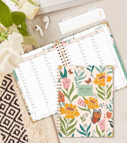 2026 Appointment Book, Hardcover Planner 12 Months Weekly and Monthly (January 2026 - December 2026), 8.5"x11" Daily Hourly Planner 60-Minute time Slots, Spiral Calendar Schedule Book for Work School Teacher Student, Orange Floral 7