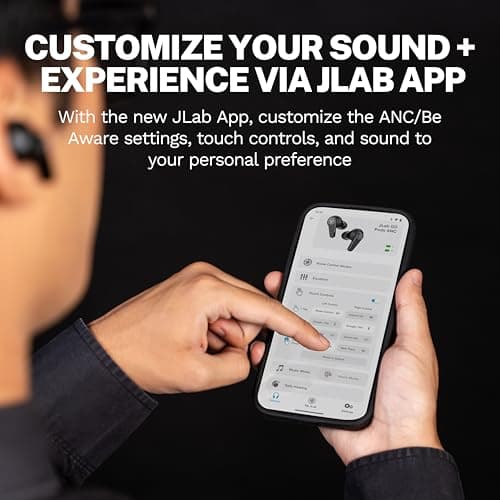 JLab Go Pods ANC True Wireless Bluetooth Earbuds & Charging Case, Hybrid Active Noise canceling + Be Aware for Safe Listening, 26+ Hours Total Playtime, Clear Calls, Custom Sound via App, Black 5
