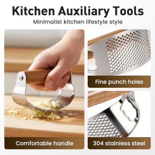Upgraded Garlic Press Rocker, Manual Garlic Presser with Peeler, Wide Handle Garlic Chopper Grinder for Home Kitchen Gadgets Tools (1PC) 5