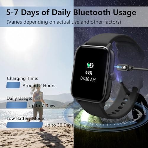 KEEPONFIT Smart Watch Answer/Make Calls, 1.85" Aluminum Case Alexa Built-in Fitness Tracker with IP68 Waterproof/100 Sports Modes/Heart Rate/Sleep for iOS/Android (Black) 7