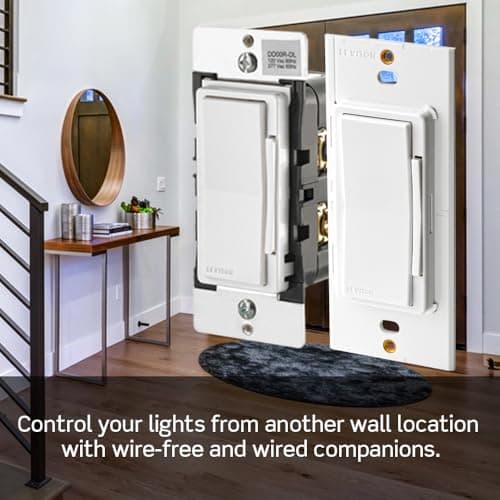 Leviton Decora Smart Dimmer Switch, Wi-Fi 2nd Gen, Neutral Wire Required, Works with Matter, My Leviton, Alexa, Google Assistant, Apple Home/Siri & Wired or Wire-Free 3-Way, D26HD-2RW, White 6