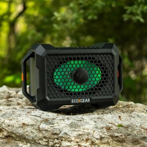 ECOXGEAR Defender: Outdoor Portable Bluetooth Speaker, 121dB Massive Sound, Waterproof and Drop Proof, with LED Party Lights, Pair up to 100, 25+ Hours Playtime (Black Oak) 9