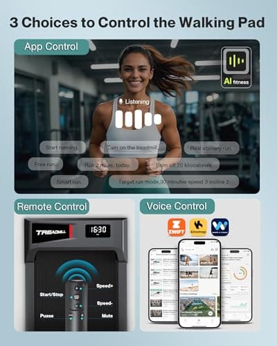 COZYINN Walking Pad with Incline, Under Desk Treadmill for Home Office, 2.5HP 10% Incline Voice Control Smart Treadmills Compatible with WELLFIT KINOMAP APP for Home/Office - 265 LB Capacity 7