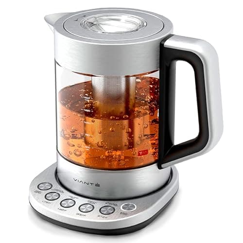Viante Electric Kettle With Infuser. No Plastic In Contact With Water. Hot Tea Maker With Temperature Control And Automatic Shut Off. Tea Kettle With Brewing Programs. 1.5 Liters Capacity