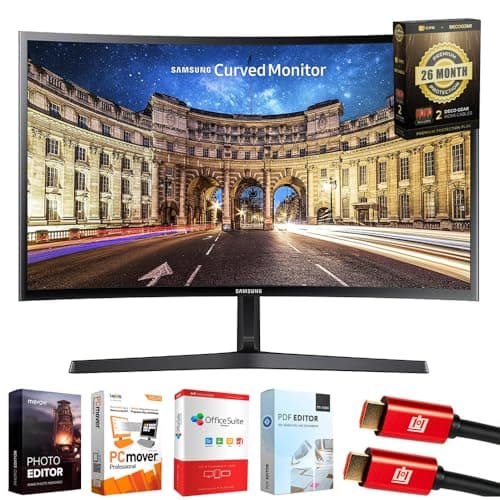 Samsung 27" CF39 FHD 1080p Curved Computer Monitor with AMD FreeSync Bundle with Tech Smart USA Elite Suite 18, 2X 4K HDMI Cable & Deco Gear CPS Exclusive 26 Month Protection Pack (BEACH-CPS-26M250)
