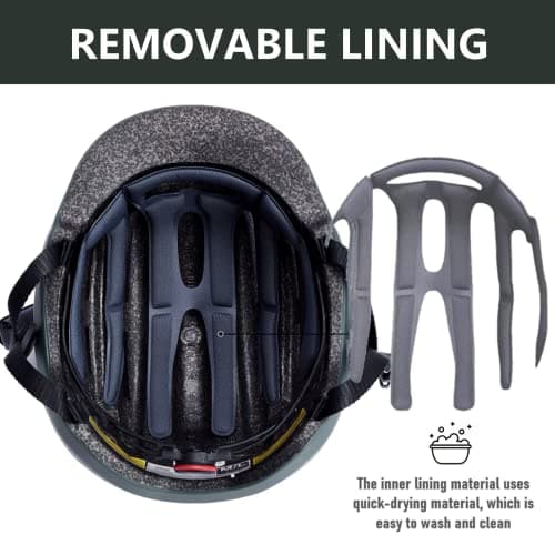 DAYGOCAGA Adult Bike Helmet for Men Women, Mountain Road Bicycle Helmet with USB Rechargeable Taillight, Alpine Green 6