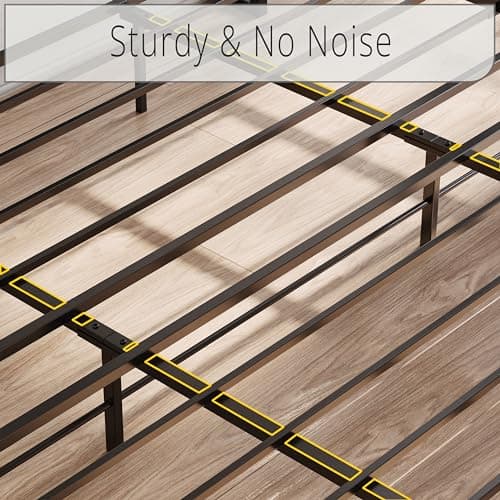 LIKIMIO King Bed Frame, Storage Headboard with Charging Station, Solid and Stable, Noise Free, No Box Spring Needed, Easy Assembly (Vintage and Black) 7