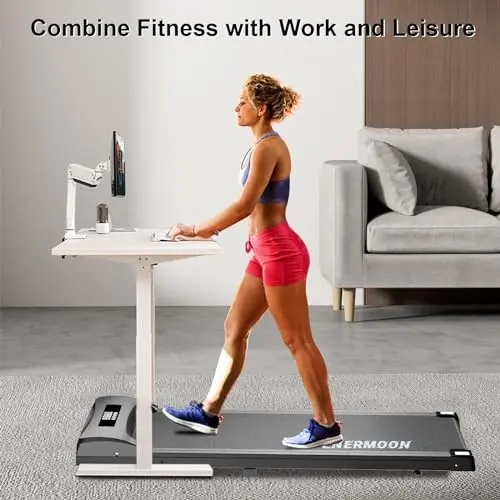 Under Desk Treadmill, Mini Walking Pad with Remote Control & LED Display, Compact Walking Pad with 265 lbs Weight Capacity, Mini Portable Treadmill, for Apartment & Home 7