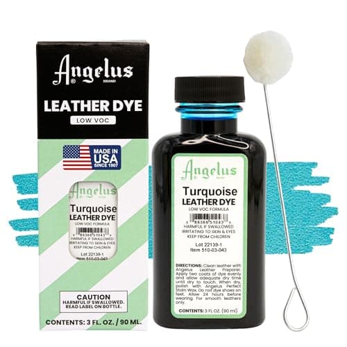 Angelus Leather Dye - Flexible Leather Dye for Shoes, Boots, Bags, Crafts, Furniture, & More 3oz, Dauber Included (Turquoise)