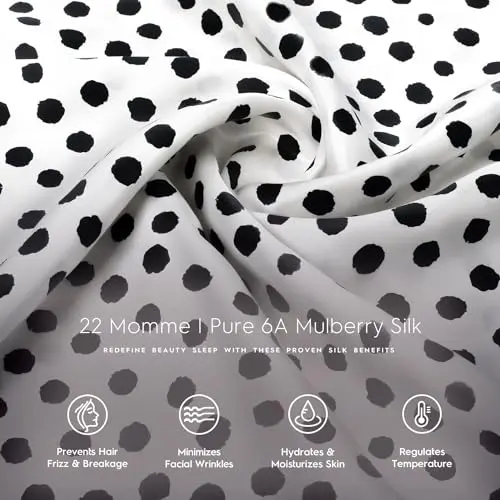 Tafts Silk Pillow Cases - 22mm 100% Pure Mulberry 6A Silk Pillowcase for Hair & Skin with Zipper Closure, Cooling, Natural, Organic, Double Sided Silk Pillow Case (Spot, King 20"x36", 2pc) 5