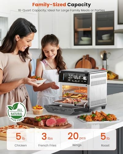Nuwave Combi Steam Oven, Non-Toxic Stainless Steel Multi-Cooker with Air Fry, Sous Vide, Toast & More, 50-450°F Precision, 120 Presets, Moisture Control, Programmable, Easy to Clean, 16 quarts 8