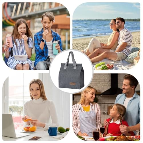 TELLUMO Lunch bag, Insulated Lunch Bag for Women Men Large Lunch Box Container Reusable Leakproof Tote for Office, Work, School, Beach or Travel (Grey) 7