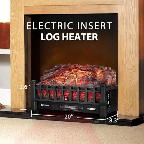 VIVOHOME 20 Inch Electric Fireplace Logs with Realistic Quartz Ember Bed, Log Heater Insert for Existing Fireplace, Overheating Protection, Timer, Remote Control, Black 5