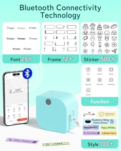 Phomemo Label Maker Machine with Tape, P12 Bluetooth Small Label Maker with Multiple Templates Thermal Transfer Ribbon Printer Machine for Home, School, Gift Wrapping, Office, Green 9