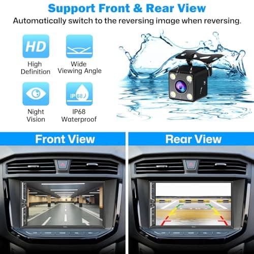 7" Double Din Car Stereo Compatible with Wireless Apple CarPlay & Android Auto, 240W 4.2-Channel Dual Subwoofer Ports, Touchscreen, Bluetooth 5.3, Mirrorlink, Backup Camera, FM/AM Car Radio 5