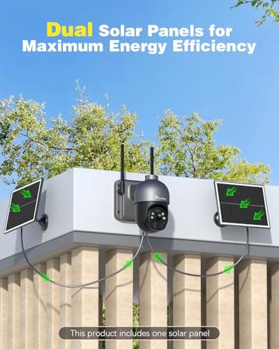 Ctronics 3K 5MP Solar Security Camera Outdoor Wireless, 6W Solar Panel, Sound-Light Alarm, PC/App, Auto Tracking, Color Night Vision, PIR Human Detection, 128 TF/Cloud/FTP, IP66 6