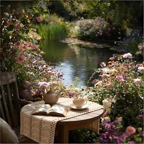 Socomi Boho Table Runner Easter Spring Farmhouse Burlap Jute Bamboo Rustic Dining Kitchen Centerpiece Decor Small Macrame Woven Coffee Table Runner for Dresser Scarf Home Decor 12x48 inch 6