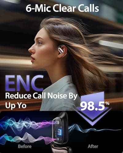 DARONGFENG Open Ear Wireless Bluetooth Headphones, Pain-Free Air Conduction Ear Buds with LED Digital Display Charging Case, Sweat Resistant for Running, Safe Driving, and Extended Daily Use 7