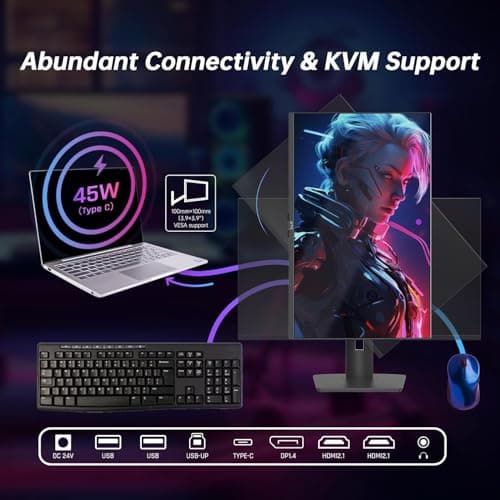 KTC 32 Inch 4K Mini LED Monitor, Fast IPS, HDR1000 144Hz 1ms MPRT Gaming Monitor,Type-C 45W, HDMI/DP/USB,RGB Light, Swivel/Height/Pivot/Tilt Adjust, VESA, Computer Monitor for Gaming & Designer 5