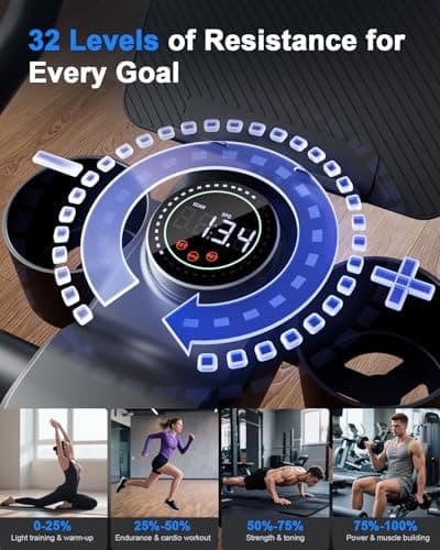 SupeRun Magnetic Exercise Bike for Home Cardio, Stationary Indoor Cycling Bike with 32-Level Resistance & Adjustable Seat/Handlebar, Silent Belt Drive Workout Bike for 5'1" to 5'11" Users 5