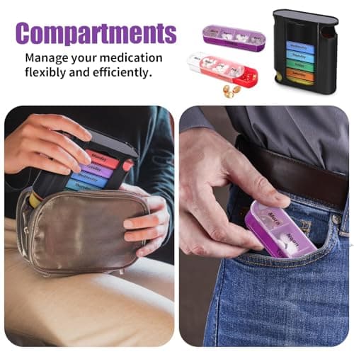Weekly Pill Organize,7 Day Pill Organizr 4 Times a Day Medication Reminder, Medicine Organizer with 7 Individual Stacking Cases for Medication, Vitamins, Fish Oils,Supplements 6