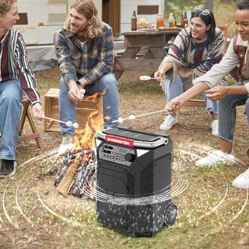 Monster Rockin’ Roller 360 Indoor/Outdoor Portable Bluetooth Speaker | Up to 240W of 360 Degree Sound & Up to 100 Hours of Playtime | Includes Microphone 6