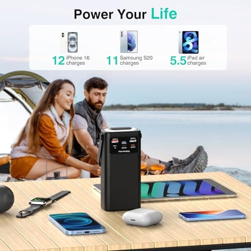 Portable Charger 40000mAh Power Bank Built-in Cable,PD 22.5w Fast Charging Powerbank, LED Display External Battery Pack with Retractable Auto Lighting, Travel Phone Charger for iPhone,Samsung,Google 7