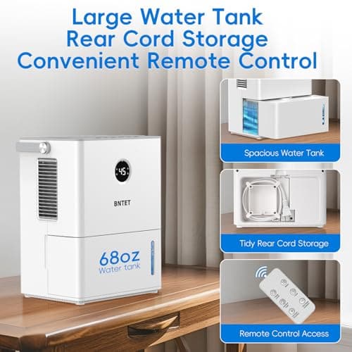BNTET 2-in-1 Dehumidifier and Humidifier Combo, 68 oz Tank with Auto Shutoff, Smart Humidity Control, 30-Second Rapid Dehumidification, 12H Timer, 7-Color LED Light for Home Use 6
