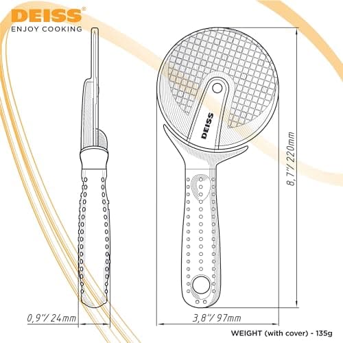Deiss Lux Heavy Duty Pizza Cutter With Wheel Slicer- Stainless Steel Sharp Smooth Pizza Cutter Wheel With Easy Grip Non-Slip Handle, Dishwasher Safe (BLACK) 9