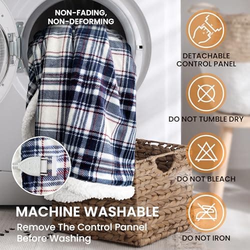 blunique Heated Blanket Electric Throw-50''x60''Ultra Soft Cozy Plaid Flannel Fast Heating Electric Blanket with 10 Heat Levels & 10 Hours Auto Off, ETL Certified, Keep Warm in Home Office (Tartan) 9