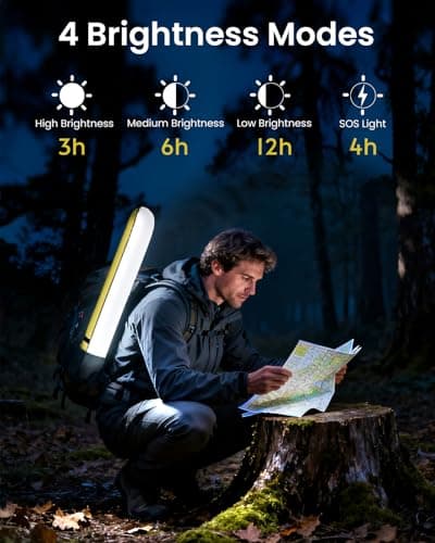 24" Foldable Inflatable Solar Camping Lantern, Magnetic LED Light Tube, USB-C Rechargeable & 2000mAh Power Bank, IP66 TPU Tent Light for Hiking & Hurricane(Green) 5