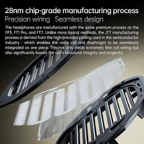 FiiO JT7 Over-Ear Planar Magnetic Headphones, 95x86mm Planar Driver, 3µm Ultra-Thin Diaphragm, Foldable Lightweight Design, Detachable 4.4mm/3.5mm Cable for Audiophiles (Black) 8