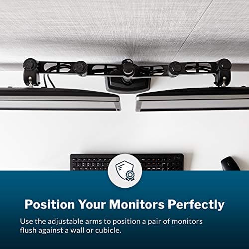 Vari Dual Monitor Arm 180 Degree - VESA Compatible Mount w/ 180 Degree Adjustment - Monitors up to 27 inches, 19.8 lbs - Double Arms for Compact Spaces - Computer Monitor Stand for Home or Office 5