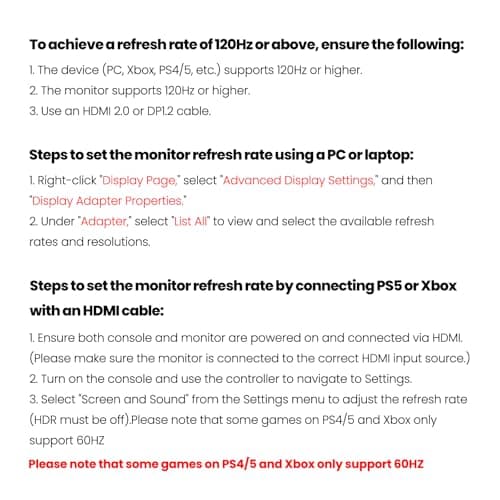 CRUA 27 Inch Gaming Monitor, QHD 1440P 120Hz IPS Computer Monitor, 120% sRGB, AMD Freesync, HDMI 2.0 & Displayport 1.2, Low Blue Light, Support Wall Mountable Installs/Tilt Adjustable-Black 8