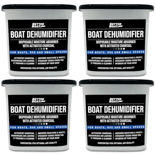 Moisture Absorber 4 Pack with Activated Charcoal Dehumidifier Bucket, Unscented Odor Absorber for Closet Basement Bathroom Boat RV, Disposable - Better Boat