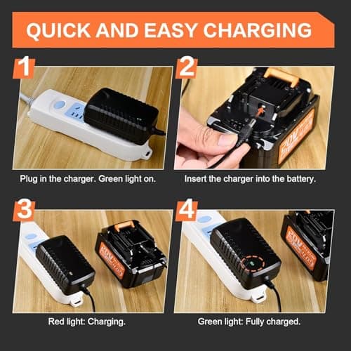 Leaf Blower Cordless - 580CFM/160MPH Electric Leaf Blower, 2 X 4.0Ah Battery and Charger with 3 Speed Modes, for Lawn, Yard, Sidewalk, Garage Cleaning 6