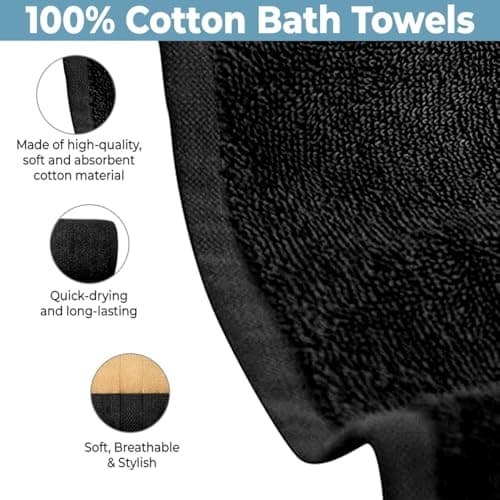 QUBA LINEN Hotel & Spa 100% Cotton Bath Towels Pack of 6, Ultra Soft, Quick Dry, Lightweight, Highly Absorbent, Perfect for Shower, Spa, Gym, Pool, Hotel, Resort & Daily Use (Multi-Color - 24" x 48") 7