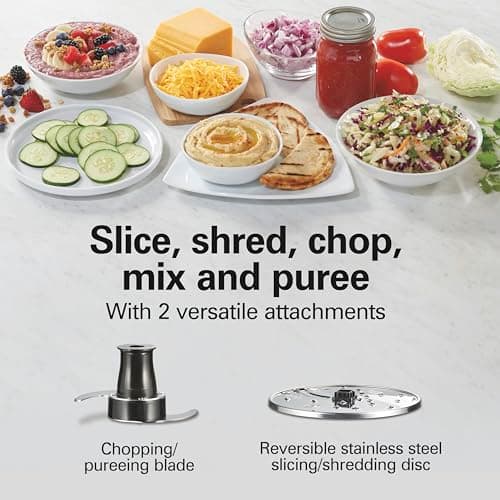 Hamilton Beach Stack & Snap Food Processor and Vegetable Chopper, BPA Free, Stainless Steel Blades, 12 Cup Bowl, 2-Speed 450 Watt Motor, Black (70725A) 5