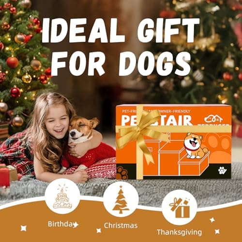 Zerbuger Dog Stairs with Storage 18" H, 3-Step Wider Dog Steps for Small/Medium/Large Old Dogs Cats, Folding Sturdy Pet Stairs Climbing Bed or Couch, Ramp for Car Up to 200 lbs (Beige, No Condo) 8