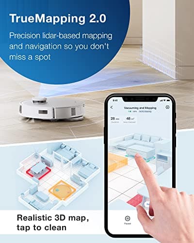 ECOVACS DEEBOT T20 Omni Robot Vacuum and Mop, Hot Water Mop Washing, Self-Emptying, Hot Air Drying, 6000Pa Suction, OZMO Turbo Spinning Mop with Auto Mop Lift, Obstacle Avoidance, YIKO Voice Assistant 8