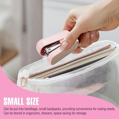 WORKPRO Mini Stapler with Staples, Pink Stapler Set Includes Two Small Staplers, One Staple Remover, 2000 Standard Staples - Cute Staplers for Desk with Non-Slip Base, Lock Design - Pink Ribbon 6