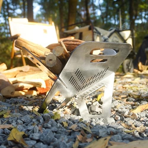 Outdoor Fire Pit Camping Stove Portable - Solo Camping Small Metal Steel Firepit for Outside Hiking or Camping Alone - Wood Burning Pits Campfire Collapsible Fire Pits 7