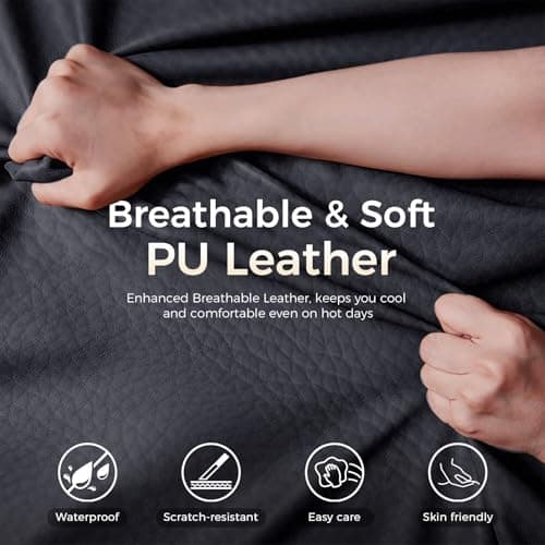 COMHOMA Big and Tall Office Chair 400lbs High Back Leather Executive Chair with Ergonomic Lumbar Support & Pocket Spring Cushion for Lower Back Pain Relief, White Black 8