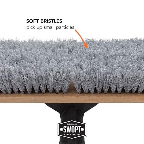 SWOPT 24” Premium Smooth Surface Push Broom + 60" EVA Foam Comfort Grip Wooden Handle, Combo — Cleaning Head with Interchangeable Long Handle, Works with All SWOPT Cleaning Products — Push Broom Set 8